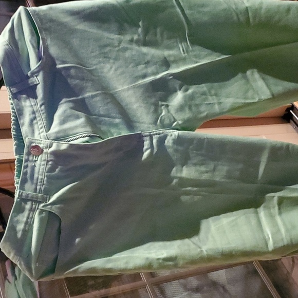 Quacker Factory Embellished 2 Pc Green Denim Pink Rhinestone Sz S Jacket & Pants - Picture 3 of 16